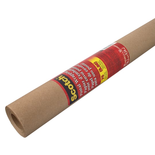 Scotch™ Postal Wrapping Paper, 30 in x 30 ft, 1 Kraft Roll, Great for Mailing, Moving and Storage